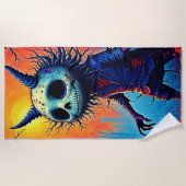 Serviette De Plage Démon déplaisant en bois Éffrayant (Devant)