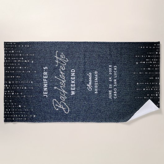 Serviette De Plage Denim Diamonds Moderne Bachelorette Week-end (Devant)