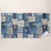 Serviette De Plage Denim Patchwork (Devant)