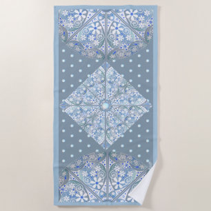 Serviette De Plage Dentelle en céramique bleu clair