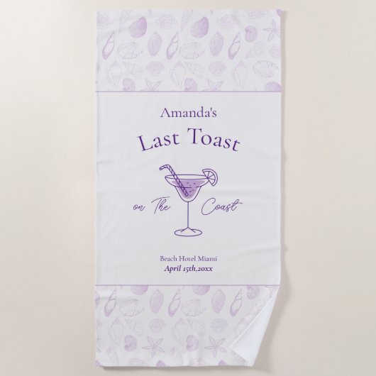 Serviette De Plage Dernière Toast sur la Fête de Bachelorette sur la  (Devant)