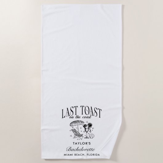 Serviette De Plage Dernière Toast sur la Fête de Bachelorette sur la  (Devant)