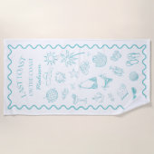 Serviette De Plage Dernière Toastte Fantaisiste sur le Turquoise Côti (Devant)