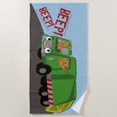 Serviette De Plage Des ours conduisant un camion d'ordures (Devant)