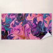 Serviette De Plage Design Abstrait en marbre rose violet bleu (Devant)