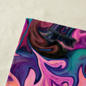 Serviette De Plage Design Abstrait en marbre rose violet bleu (En situation)