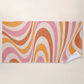 Serviette De Plage Design abstrait rose et orange (Devant)