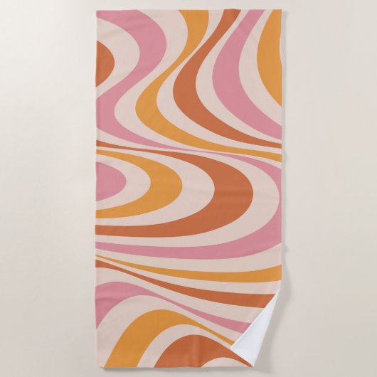 Serviette De Plage Design abstrait rose et orange (Devant)