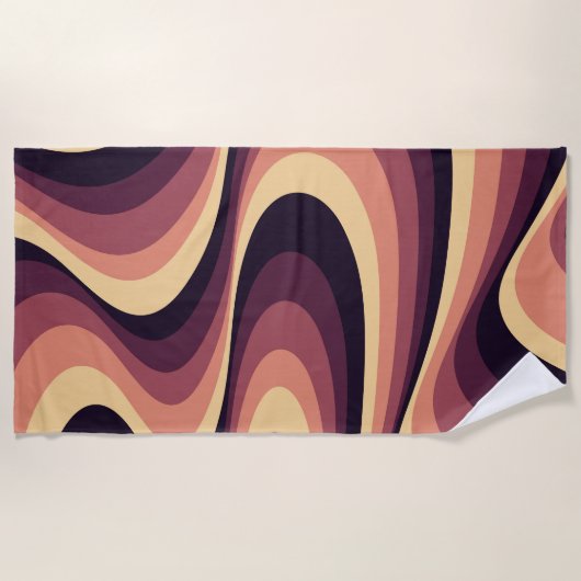 Serviette De Plage Design abstrait violet, rose et beige (Devant)
