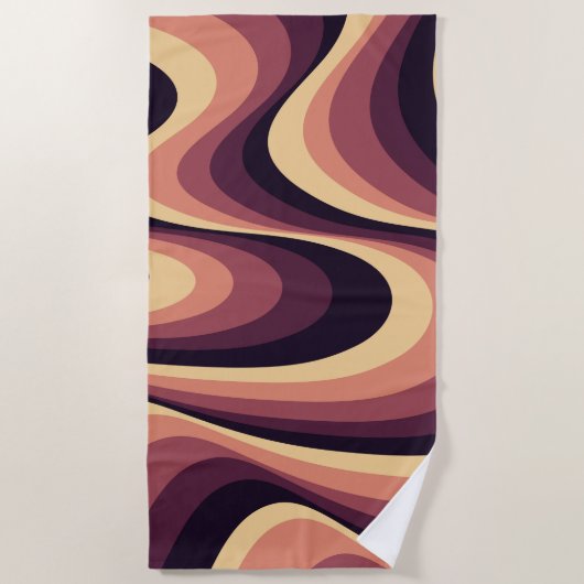 Serviette De Plage Design abstrait violet, rose et beige (Devant)