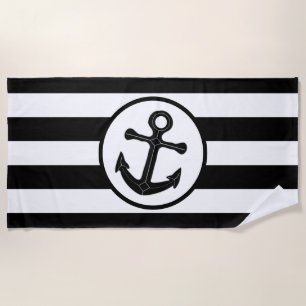 Serviette De Plage Design Ancre noir trié