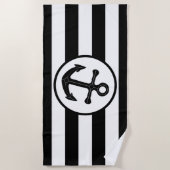 Serviette De Plage Design Ancre noir trié (Devant)