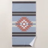 Serviette De Plage Design aztèque en rose et bleu (Devant)