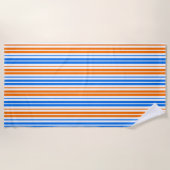 Serviette De Plage Design bandes verticales orange bleu blanc (Devant)