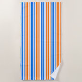 Serviette De Plage Design bandes verticales orange bleu blanc (Devant)