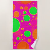 Serviette De Plage Design circulaire néon rose et vert rétro (Devant)