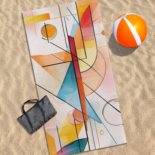 Serviette De Plage Design d'art Abstrait en rouge et orange