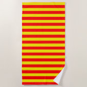 Serviette De Plage Design de bandes rouge et jaune (Devant)