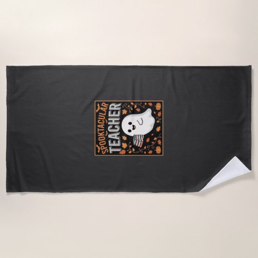 Serviette De Plage Design de fantôme Halloween pour enseignant Spookt (Devant)