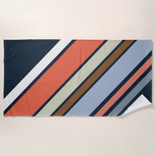 Serviette De Plage Design de rayures de style rétro diagonale