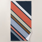 Serviette De Plage Design de rayures de style rétro diagonale (Devant)