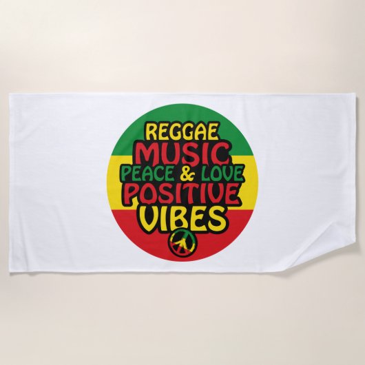 Serviette De Plage Design de reggae avec des citations positives et d (Devant)