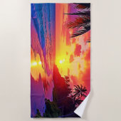 Serviette De Plage Design de rêve de plage Sunset Vibrant (Devant)