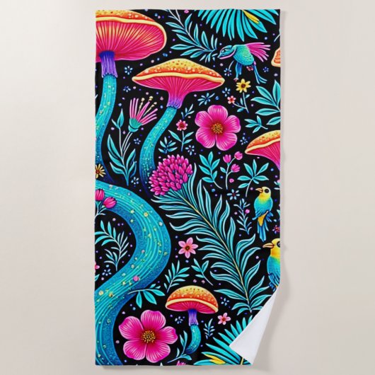 Serviette De Plage Design de rêve fantaisiste enchanté de forêt (Devant)