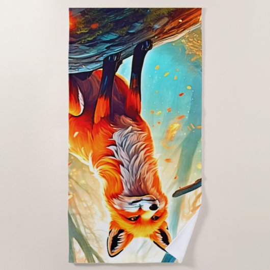 Serviette De Plage Design de scène de Crimson Fox (Devant)