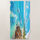 Serviette De Plage Design de scène rocheuse côtière (Devant)