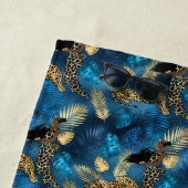 Serviette De Plage Design de série Leopard bleu et or 6 (En situation)
