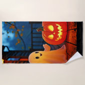 Serviette De Plage Design éffrayant d'Halloween brillant (Devant)
