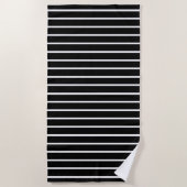 Serviette De Plage Design en bandes noir et blanc (Devant)