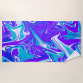 Serviette De Plage Design En Marbre Violet Et Bleu, (Devant)