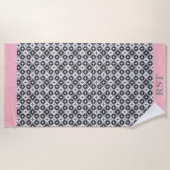 Serviette De Plage Design gris et blanc (Devant)