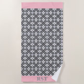 Serviette De Plage Design gris et blanc (Devant)