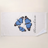 Serviette De Plage Design moderne chic papillon bleu Personnalisé (Devant)
