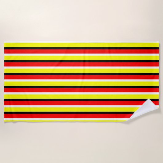 Serviette De Plage Design Motif Red Yellow Stripes (Devant)