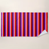 Serviette De Plage Design Motif rouge violet rayures (Devant)