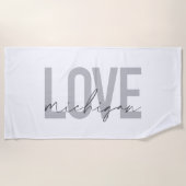 Serviette De Plage Design simple, moderne, urbain, cool Love Michigan (Devant)