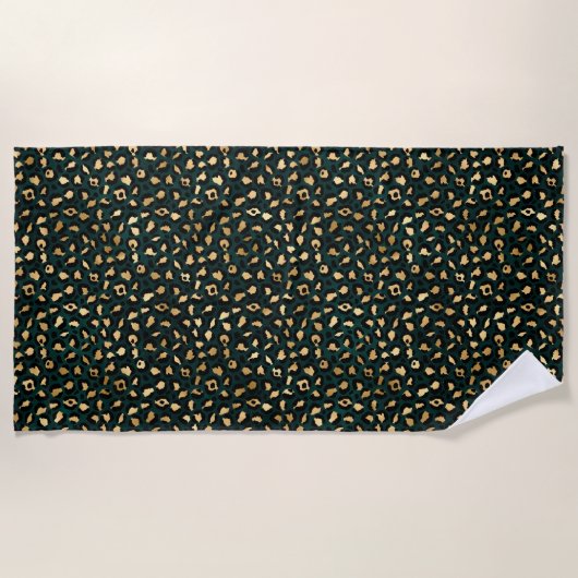 Serviette De Plage Design turquoise et Gold Leopard Series 1 (Devant)