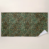 Serviette De Plage Design turquoise et Gold Leopard Series 14 (Devant)