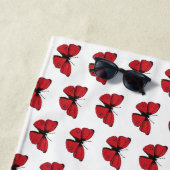 Serviette De Plage Dessin à papillon rouge (En situation)