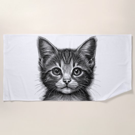 Serviette De Plage Dessin adorable de Young Cat (Devant)
