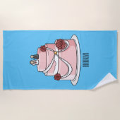Serviette De Plage dessin animé de gâteau mariage (Devant)