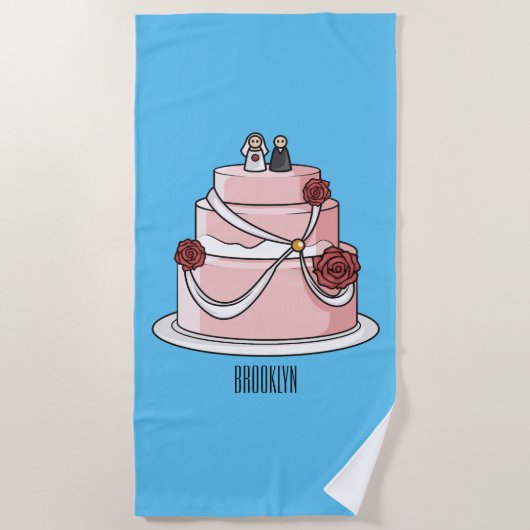 Serviette De Plage dessin animé de gâteau mariage (Devant)