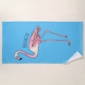 Serviette De Plage dessin animé d'oiseau Flamant rose (Devant)
