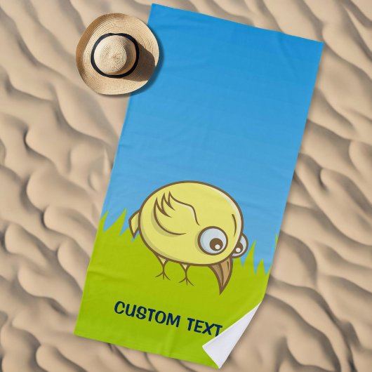 Serviette De Plage Dessin animé d'oiseau jaune