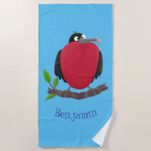 Serviette De Plage Dessin animé drôle de magnifique frigate oiseau