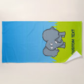 Serviette De Plage Dessin animé éléphant gris (Devant)